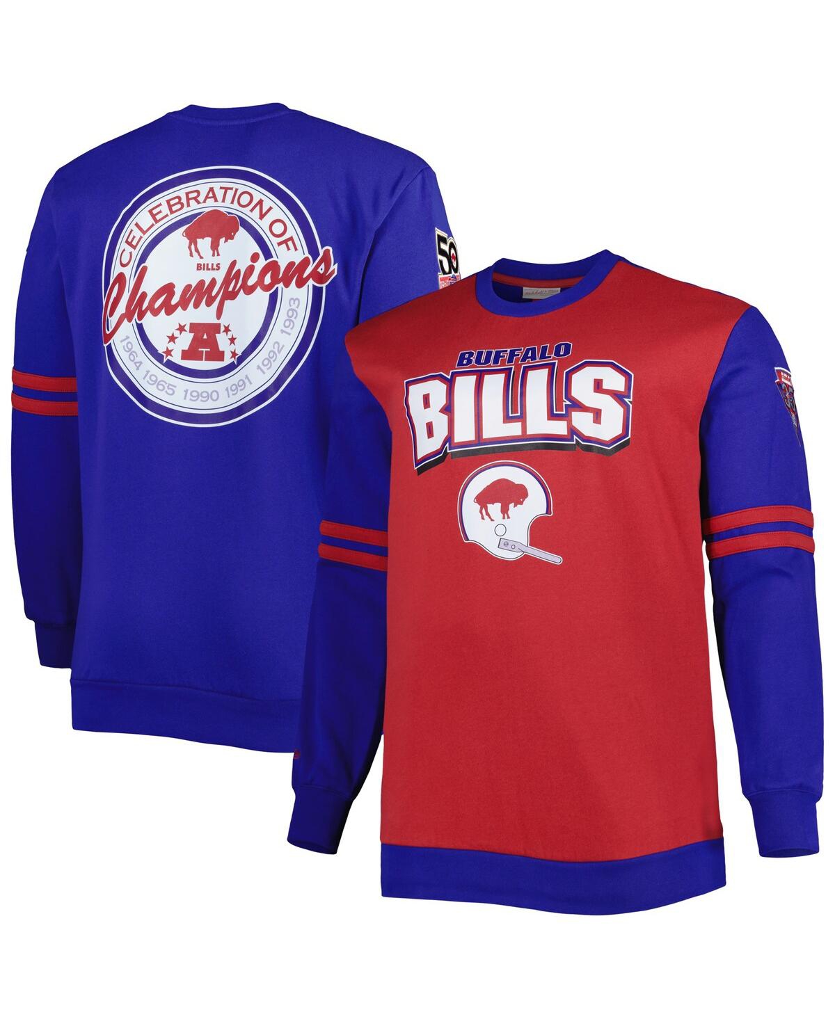 Shop Mitchell & Ness Men's  Red And Royal Buffalo Bills Big And Tall Celebration Of Champions Pullover Swe In Red,royal
