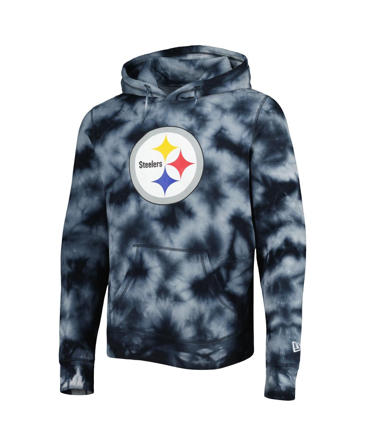 Men's New EraPittsburgh Steelers Team Tie-Dye Pullover Hoodie - Black