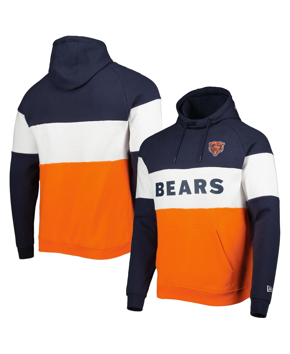 Shop New Era Men's  Orange Chicago Bears Colorblock Current Pullover Hoodie