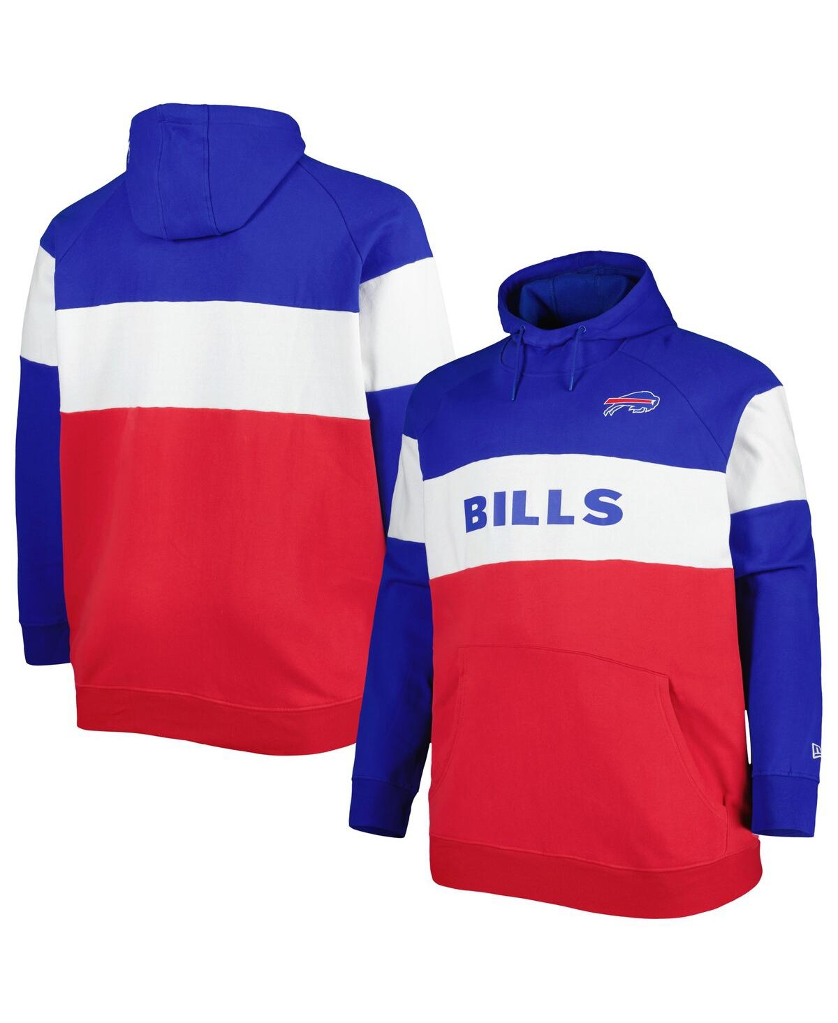 New Era Men's  Red Buffalo Bills Big And Tall Current Team Colorblock Fleece Raglan Pullover Hoodie In Red