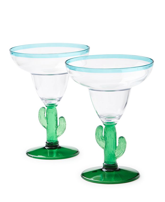 The cellar Southwest Acrylic Cactus Margarita Glasses, Set of 2, Created for Macy's - Blue