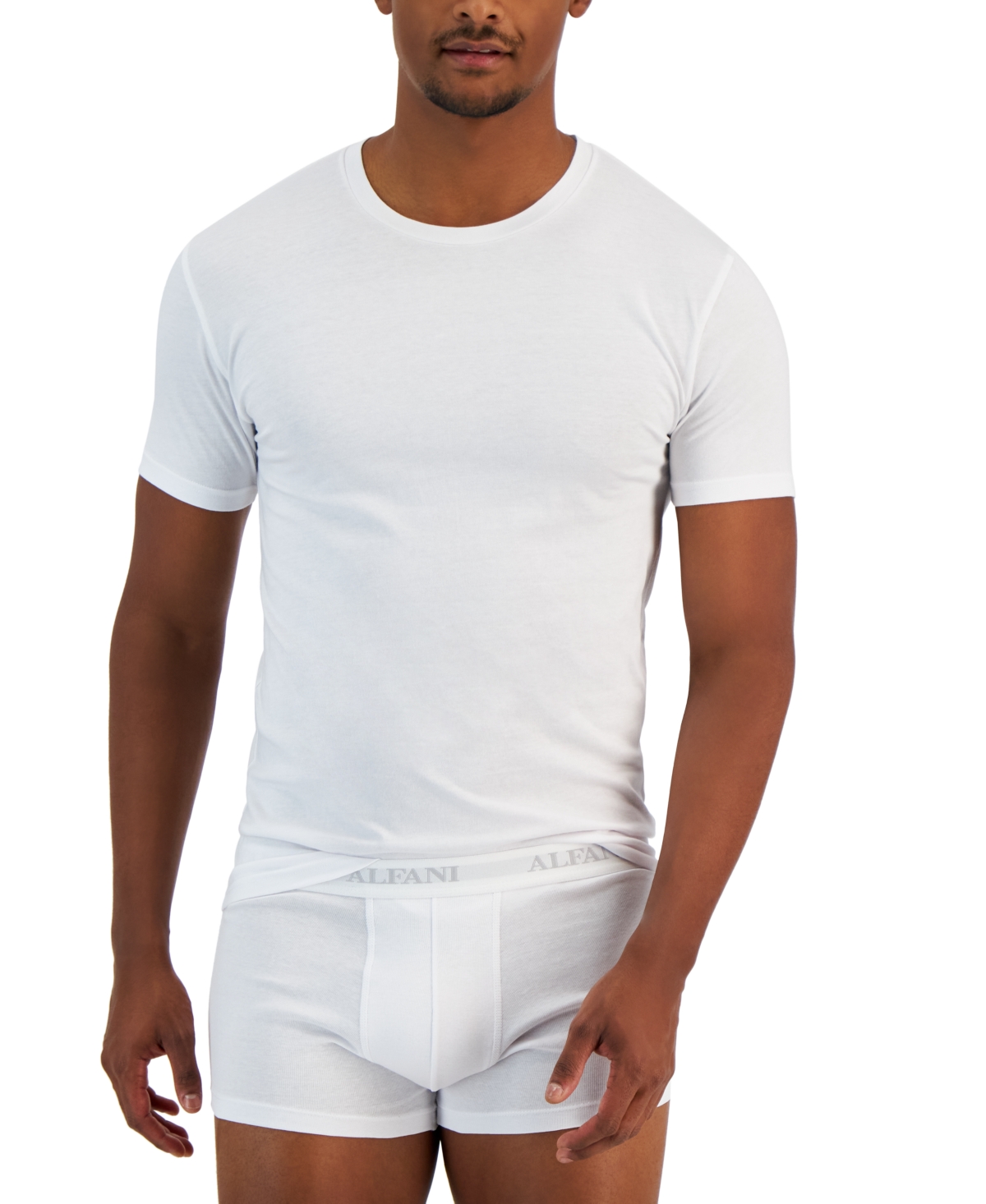 Shop Alfani Men's 4-pk. Slim-fit Solid Cotton Undershirts, Created For Macy's In Bright White