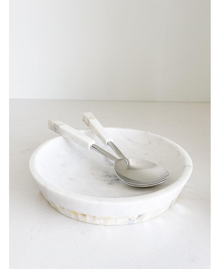 Anaya Home Mother of Pearl White Marble Serving Spoons Macy's