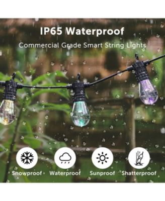 Smart Outdoor Patio Lights – 48FT string length , 15 Smart RGB LED bulbs.