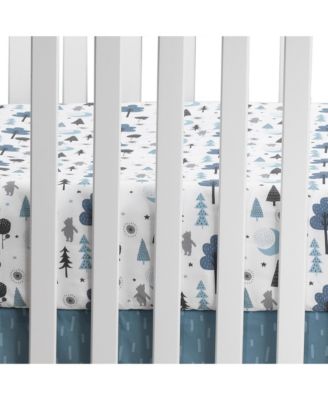 Disney Baby Forever Pooh White/Blue Bear Fitted Crib Sheet by