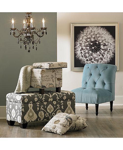 Furniture Lowland Fabric Accent Storage Ottoman With Pillows