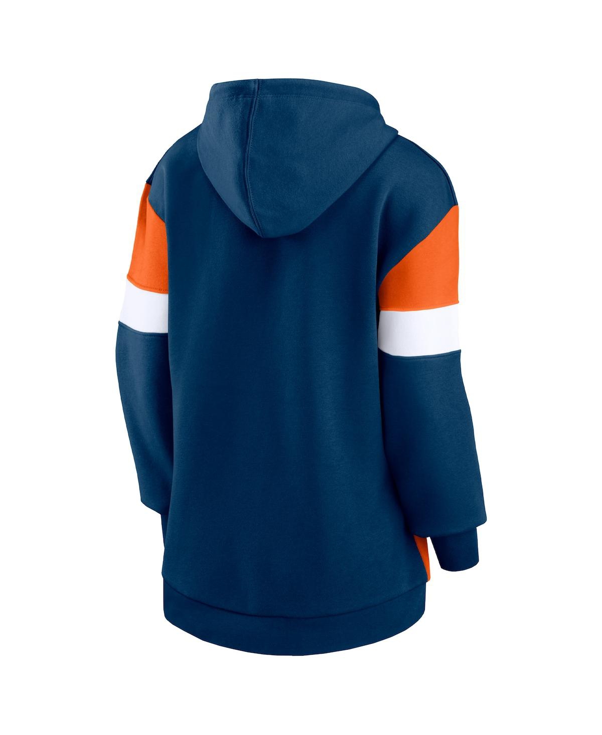 Fanatics Women's  Navy, Orange Chicago Bears Lock It Down Pullover Hoodie In Navy,orange