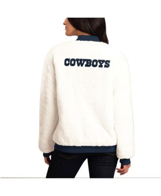 Women's Oatmeal, Navy Dallas Cowboys Switchback Reversible Full-Zip Jacket