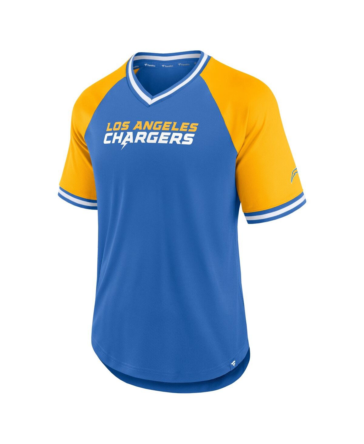 Men's FanaticsLos Angeles Chargers Second Wind Raglan V-Neck T-shirt - Powder Blue