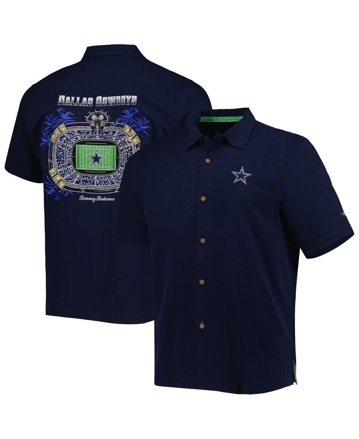 Shop Tommy Bahama Men's  Navy Dallas Cowboys Top Of Your Game Camp Button-up Shirt
