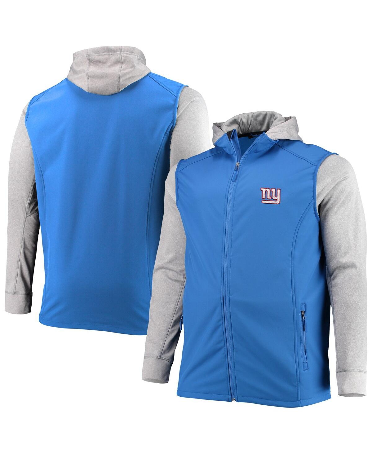 DUNBROOKE MEN'S DUNBROOKE ROYAL, GRAY NEW YORK GIANTS BIG AND TALL ALPHA FULL-ZIP HOODIE JACKET 
