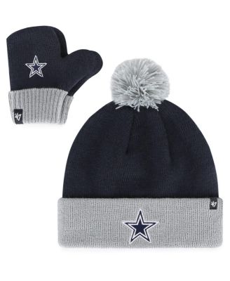 Infant Boys and Girls 47 Brand Brand Navy Dallas Cowboys Bam Bam Cuffed Knit Hat with Pom and Mittens Set Macy s