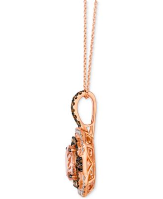 Peach Morganite (1-1/3 ct. t.w.) & Diamond (1-1/10 ct. t.w.) Halo Pendant Necklace in 14k Rose Gold