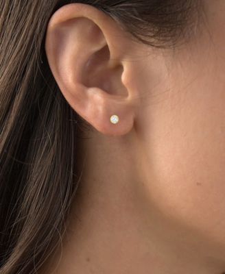 2-Pc. Set Cubic Zirconia Stud & Polished Small Hoop Earrings