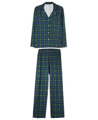 Women's Plaid Notch Collar Cotton Blend Pajama Set