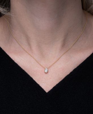 Diamond Pear Solitaire Pendant Necklace (1/4 ct. t.w.) in 14k Gold, 16" + 2" extender