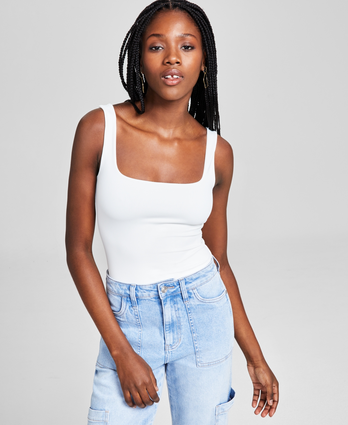 AND NOW THIS WOMEN'S SQUARE-NECK SLEEVELESS THONG BODYSUIT 