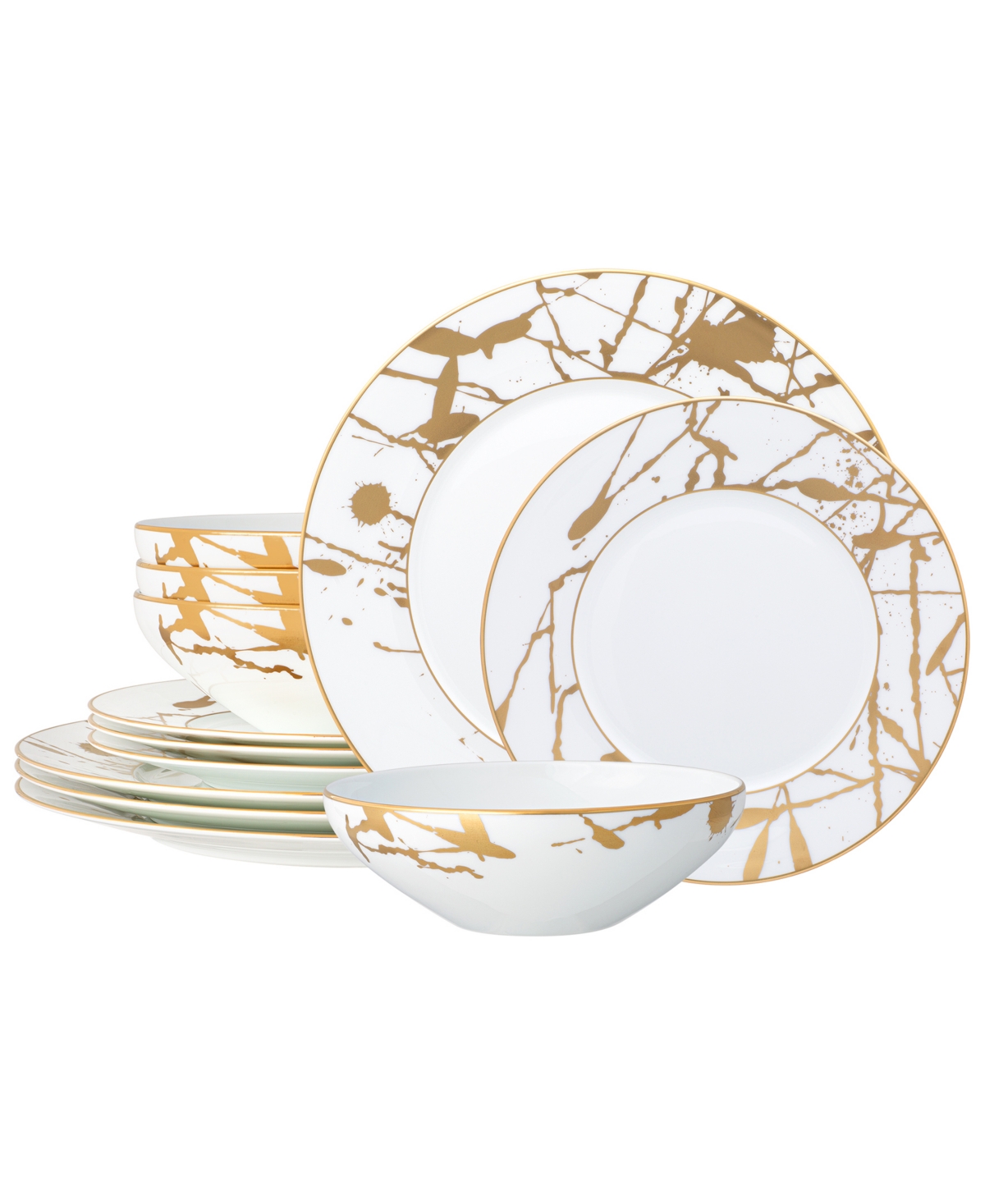 Noritake Raptures Gold 12 Piece Set, Service For 4 In White And Gold-tone