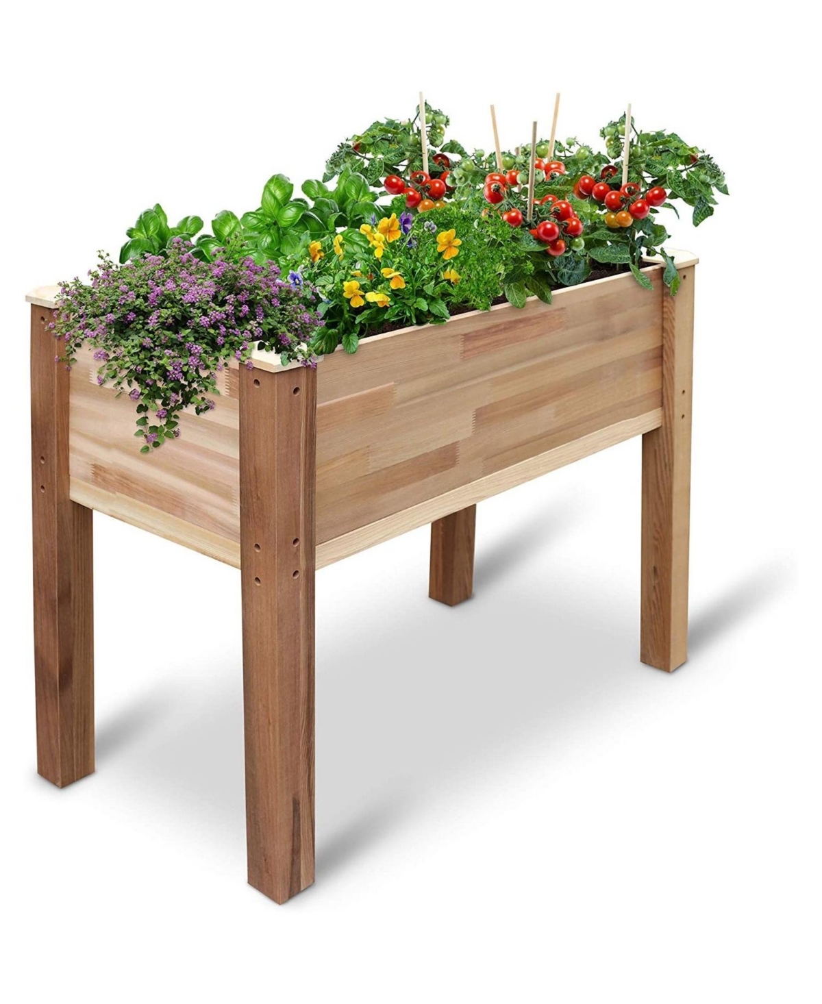 Raised Garden Bed, Elevated Herb Garden Planter for Patio & More - Brown