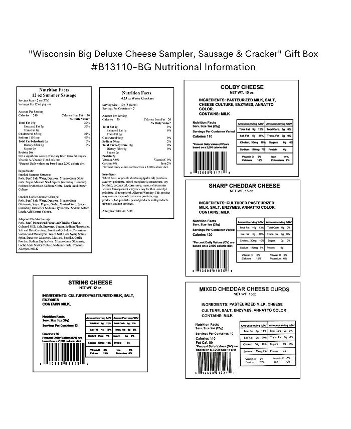Wisconsin Cheese Company "Wisconsin Big Deluxe Cheese Sampler, Sausage
