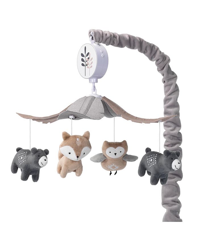Lambs & Ivy Woodland Forest Gray/Tan Musical Baby Crib Mobile Soother