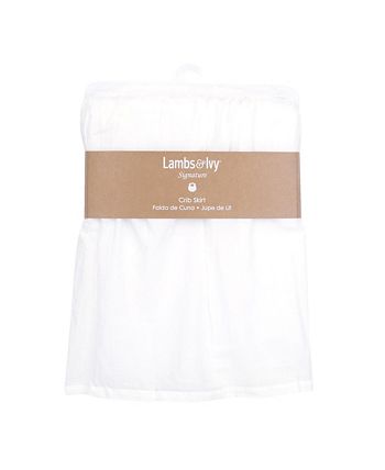 Mini Crib Skirt Crib Skirt Boy Lambs Ivy Signature White Cotton