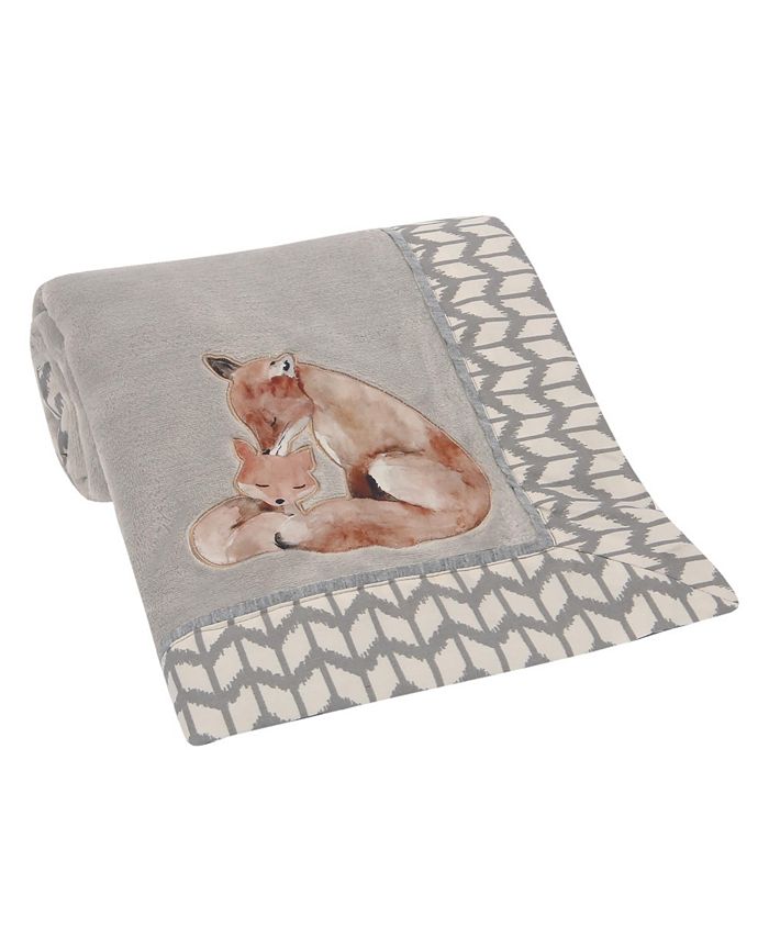 Lambs & Ivy Painted Forest Fox Coral Fleece Baby Blanket Gray Macy's