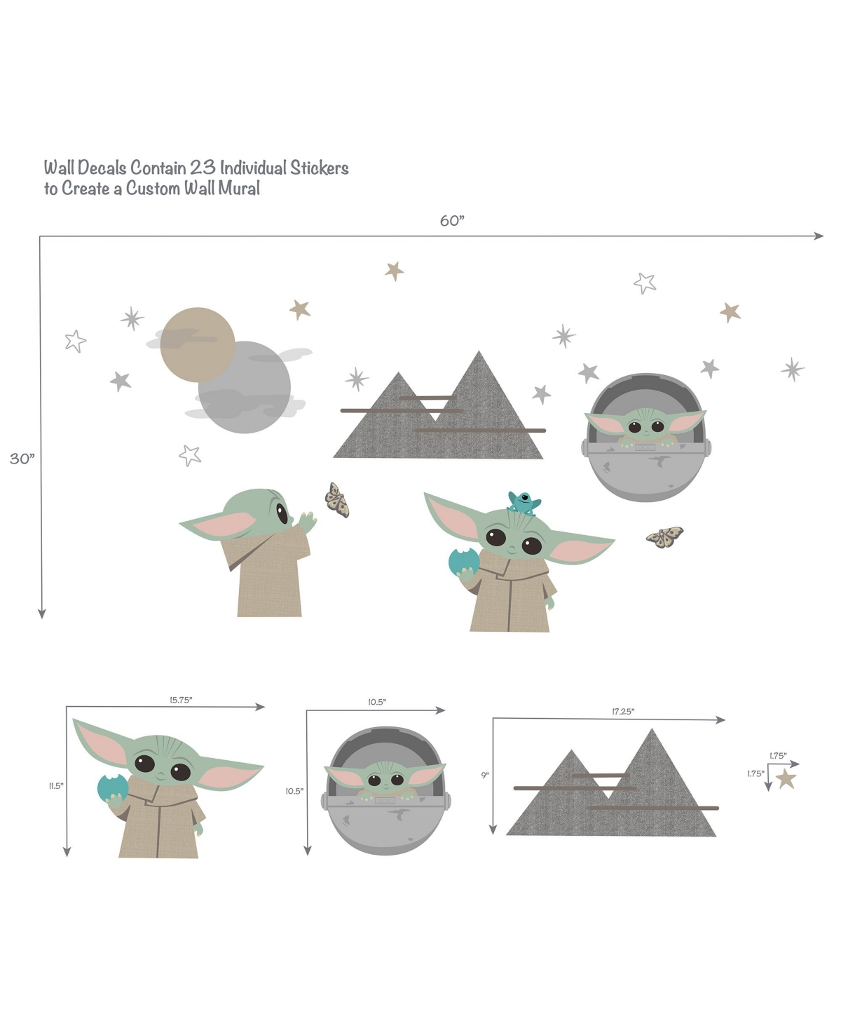Lambs & Ivy Star Wars The Mandalorian The Child/Baby Yoda Wall Decals