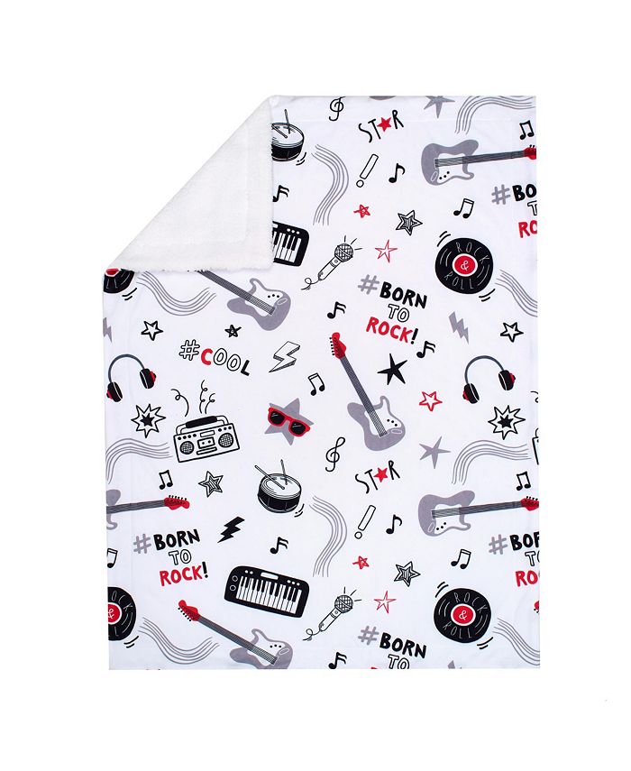 Lambs & Ivy Rock Star Musical Instruments White Soft Minky/Sherpa Baby