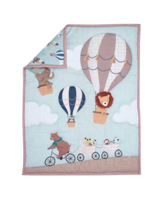 Up Up & Away 3-Piece Animals/Hot Air Balloon Crib Bedding Set