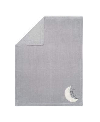Baby Goodnight Moon Gray Appliqued and Embroidered Fleece Blanket