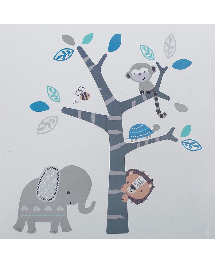 Bedtime Originals Jungle Fun Gray/Blue Safari Elephant, Lion, and