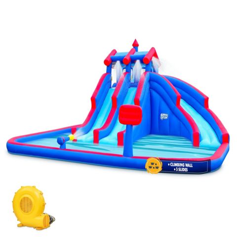 Детская игрушка Sunny & Fun Inflatable Water Slide & Pool, 18.1'L x 15.8'W x 10'H, Nylon, Plays Up to 3 Children, Ages 3-10, цвет: Синий