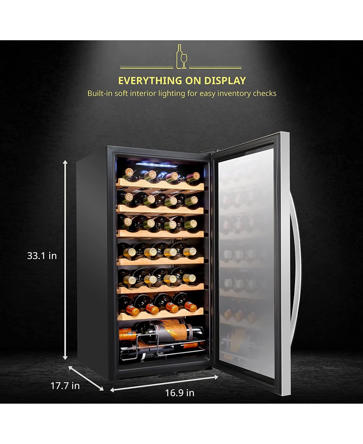 Schmecke Wine Fridge, 28 Bottle Wine Cooler, freestanding