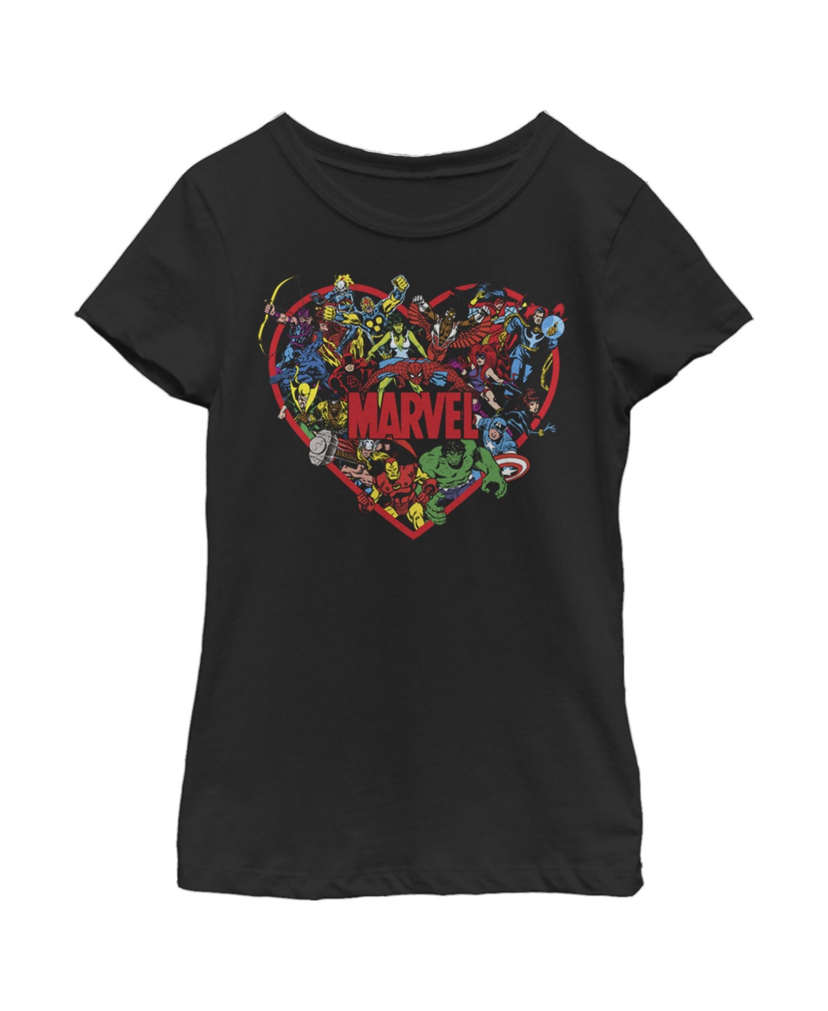 Marvel Kids' Girl's  Universe All Heroes Heart Child T-shirt In Black
