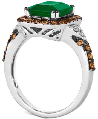 Couture Costa Smeralda Emeralds (2-3/8 ct. t.w.), Chocolate Diamonds (5/8 ct. t.w.) & Nude Diamonds (1/10 ct. t.w.) Square Halo Ring in Platinum 