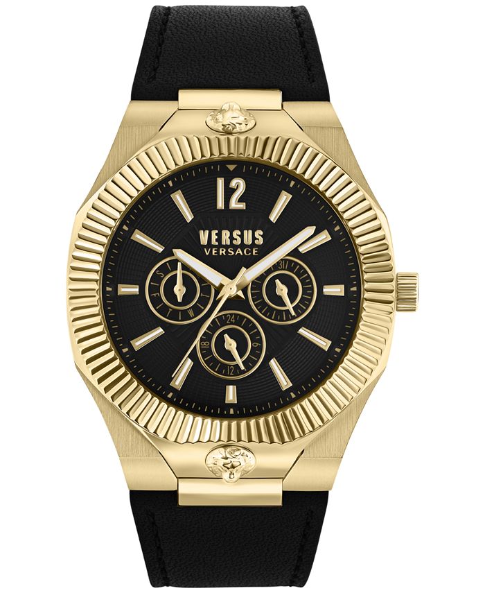 Versus Versace Men s Echo Park Black Leather Strap Watch 42mm Macy s