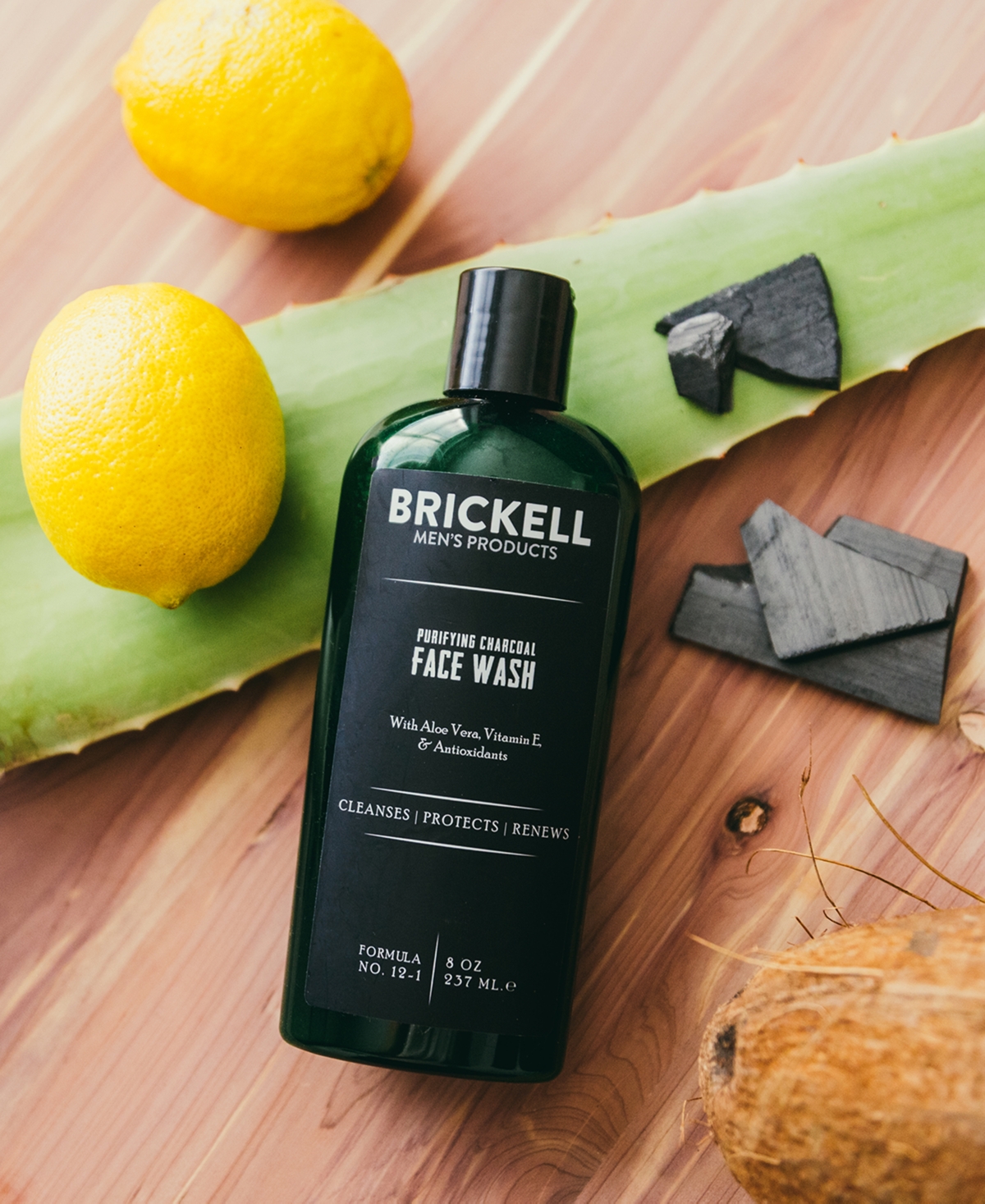 Brickell Men's Products Purifying Charcoal Face Wash, oz