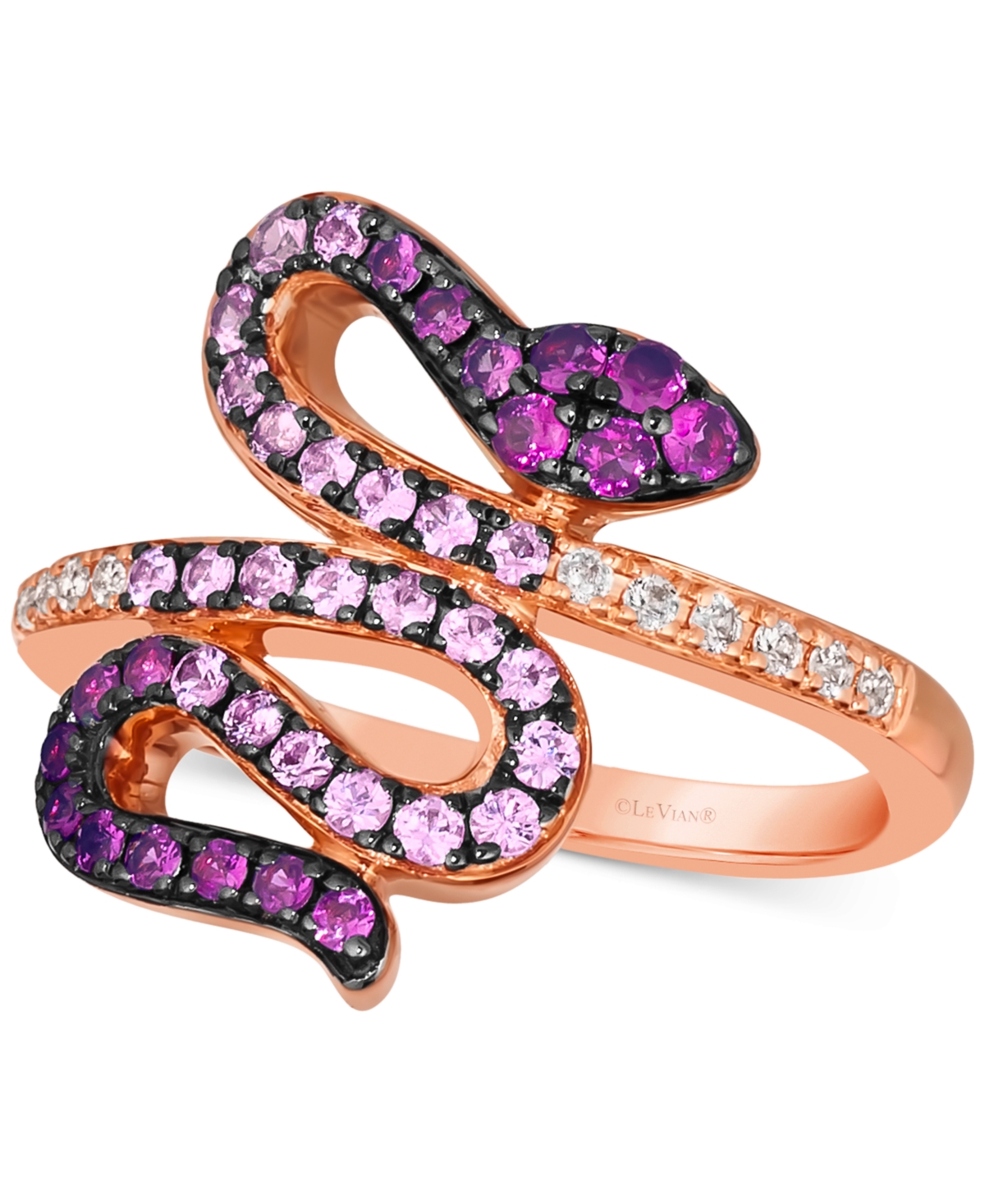 Le Vian Strawberry Ombre (5/8 Ct. T.w.) & White Sapphire (1/10 Ct. T.w.) Snake Ring In 14k Rose Gold