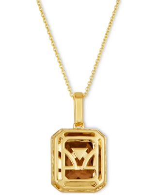 Chocolate Quartz (2-3/4 ct. t.w.), Chocolate Diamonds (1/10 ct. t.w.) & Nude Diamonds (1/20 ct. t.w.) Adjustable Pendant Necklace in 14k Gold, 18" + 2" extender