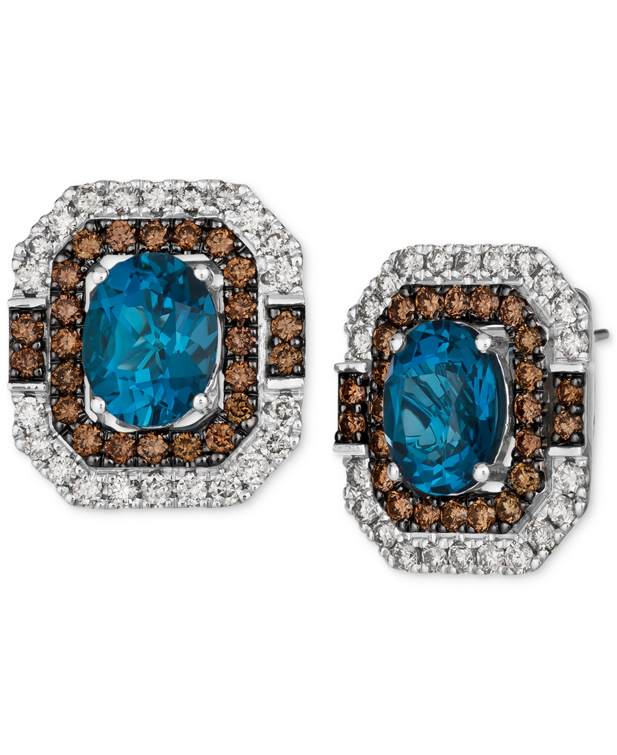 Le Vian Deep Sea Blue Topaz (3-1/2 Ct. T.w.) & Diamond (1-5/8 Ct. T.w.) Stud Earrings In 14k White Gold