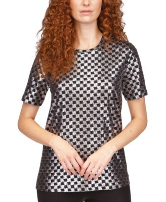 Michael Kors - Women's Checkered Foil Top