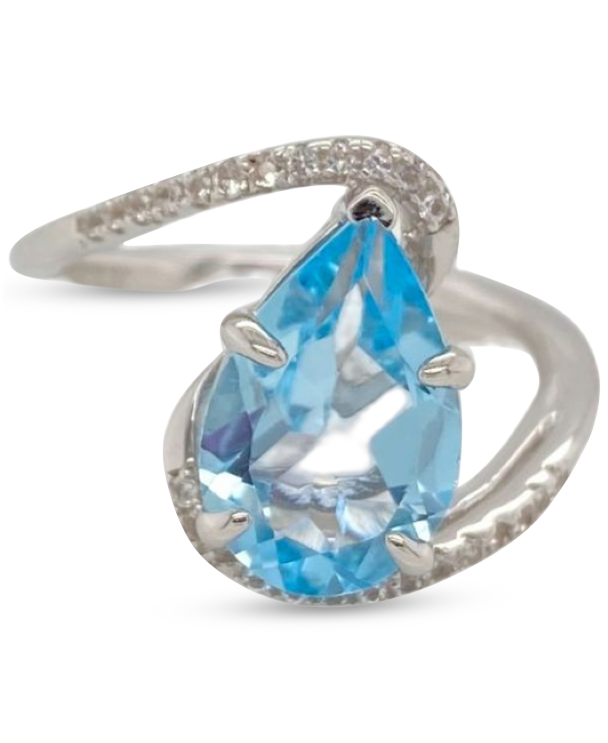 Macy's Sky Blue Topaz (3 Ct. T.w.) & White Topaz Accent Swirl Statement Ring In Sterling Silver