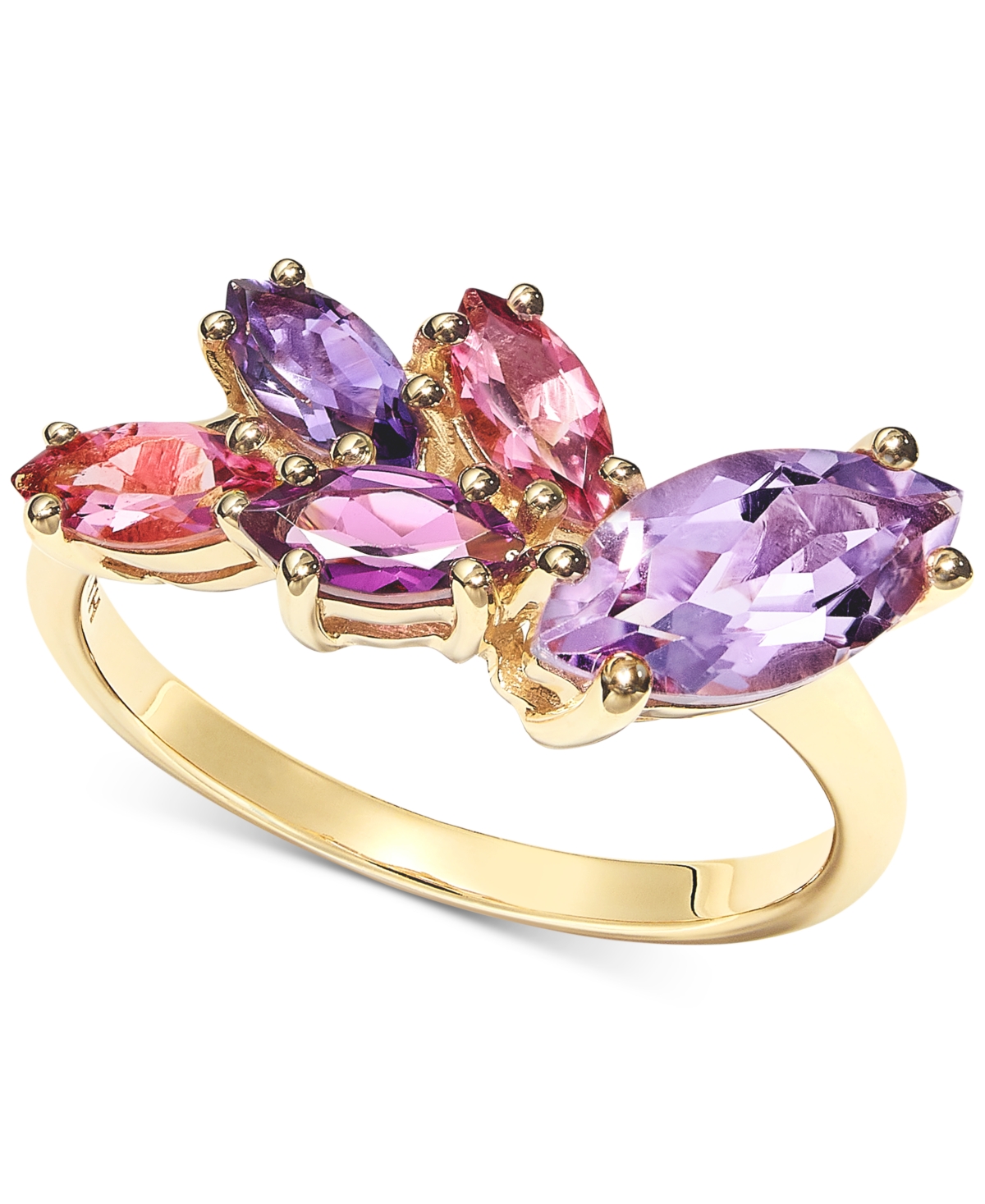 Macy's Multi-gemstone Marquise Cluster Ring (1-3/4 Ct. T.w.) In 14k Gold-plated Sterling Silver