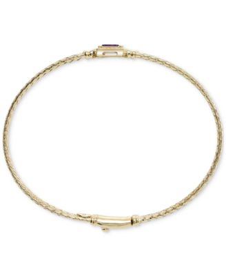 Garnet & White Topaz (1/5 ct. t.w.) Woven Bangle Bracelet in 14k Gold-Plated Sterling Silver (Also in Citrine, Swiss Blue Topaz, Morganite, Amethyst, Peridot & Onyx)