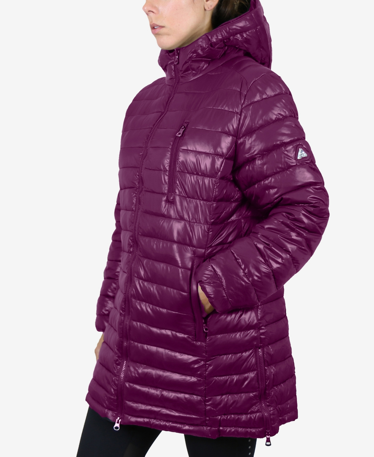 Galaxy By Harvic Women's Quilted Long Puffer Coat In Burgundy