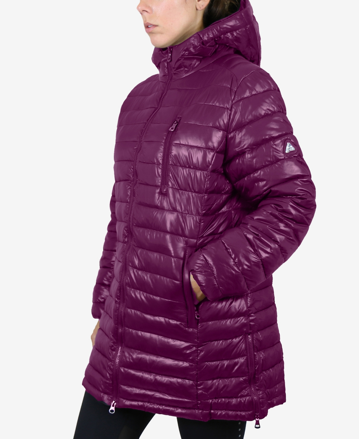 Women's Quilted Long Puffer Coat - Burgundy