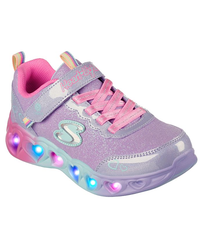 Skechers Little Girls Heart - Colorful Joy Light-Up Adjustable Strap Casual Sneakers from Finish Line - Macy's