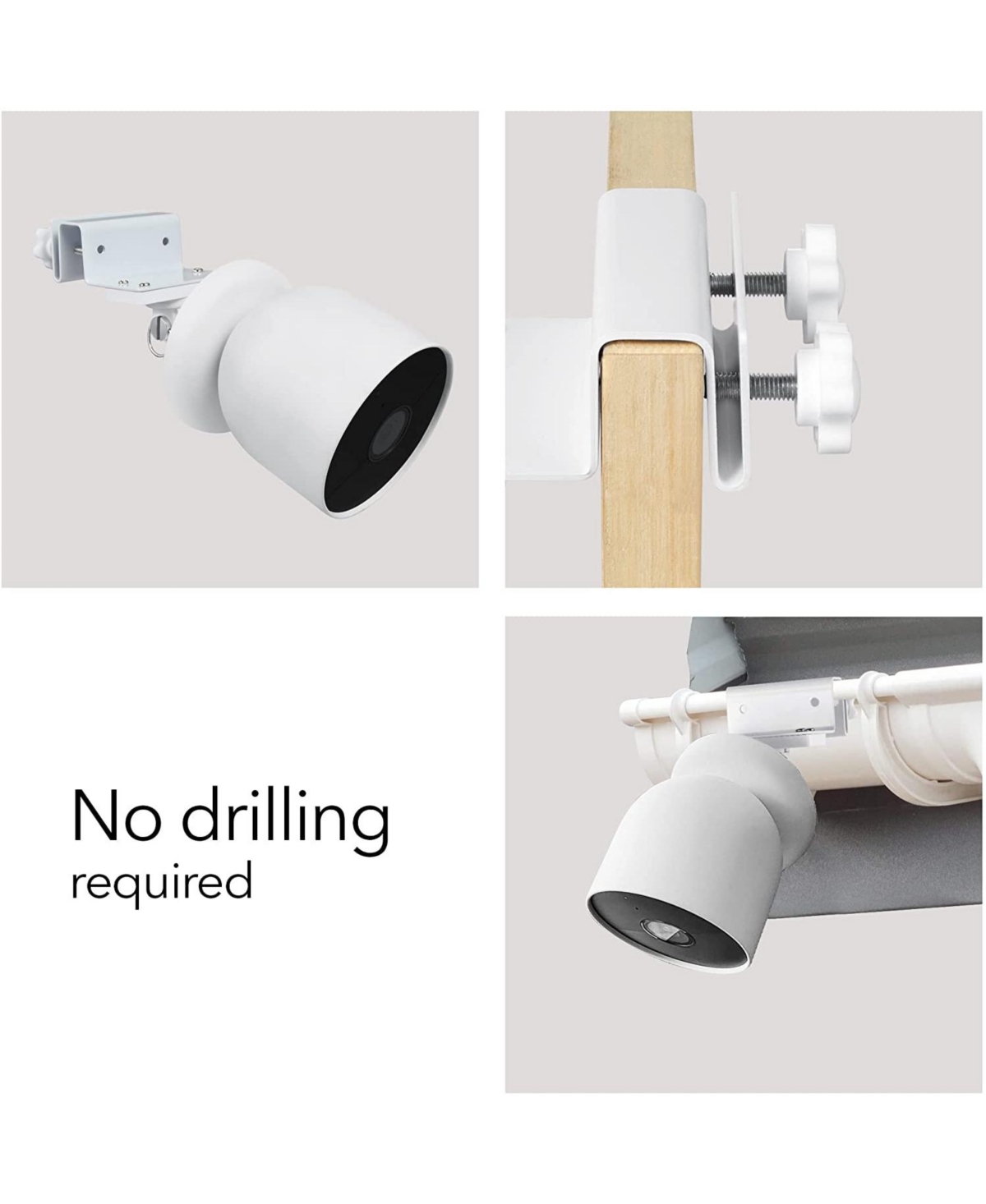 Wasserstein Weatherproof Gutter Mount for Google Nest Cam (Battery) - Flexible Mounting for Nest Cam - White