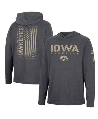 Men's Charcoal Iowa Hawkeyes Team OHT Military-Inspired Appreciation Hoodie Long Sleeve T-shirt
